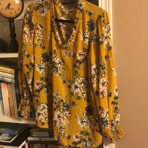 Women’s dressy shirt, color is mustard yellow